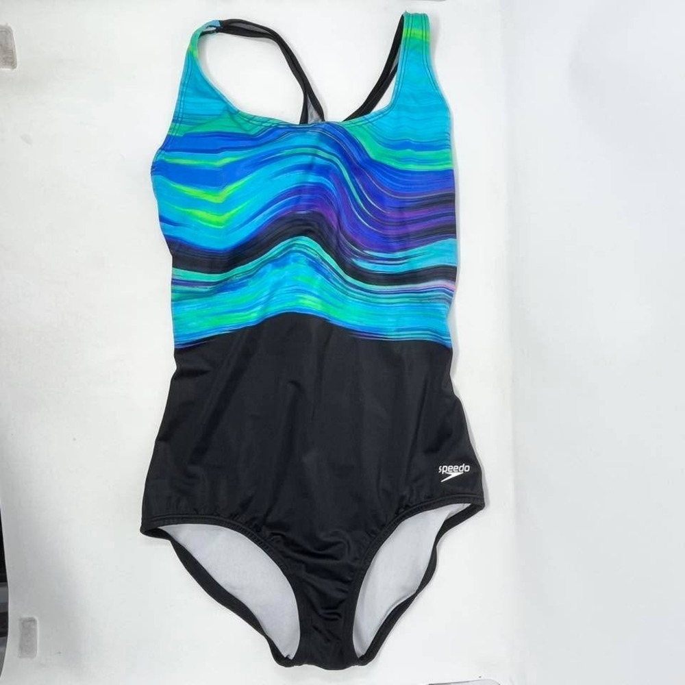 Speedo One Piece Swimsuit Wms 10 Diamond Atlantic Blue Ombre Ultraback